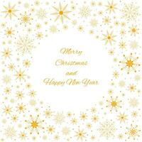 Kerstmis kader gemaakt van gouden sneeuwvlokken Aan een wit achtergrond. vector illustratie voor de ontwerp van kaarten, uitnodigingen, Gefeliciteerd, flyers, affiches, spandoeken.