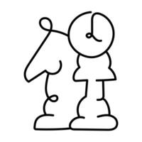 een icoon illustreren een schaak stuk en een tijdopnemer, betekenend getimed schaak beweegt en strategisch spel. vector