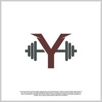 brief Sportschool met barbeel logo ontwerp sjabloon uniek concept premie vector