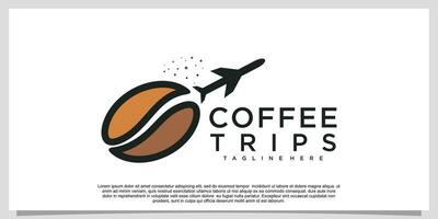 koffie uitstapjes logo ontwerp sjabloon creatief concept premie vector