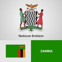 Zambia National Emblem, Map en vlag vector