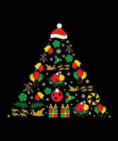 Kerstmis boom vrolijk Kerstmis overhemden afdrukken sjabloon, Kerstmis lelijk sneeuw de kerstman clouse nieuw jaar vakantie snoep de kerstman hoed vector illustratie voor Kerstmis hand- beletterd.