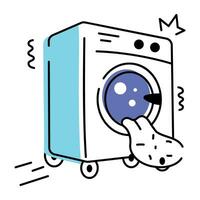 hier een tekening icoon van het wassen machine vector