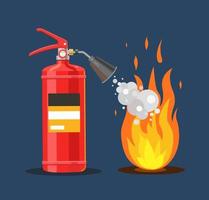 de brandblusser blust vuur met schuim. brandveiligheid. vector