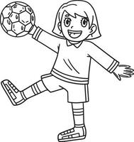 voetbal meisje doel keeper geïsoleerd kleur bladzijde vector
