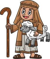 christen herder en schapen tekenfilm clip art vector