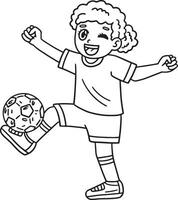 meisje met voetbal bal Aan voet geïsoleerd kleur vector