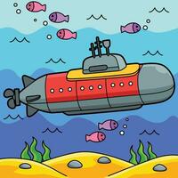 nucleair onderzeeër gekleurde tekenfilm illustratie vector