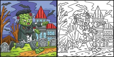 zombie frankenstein kleur bladzijde illustratie vector