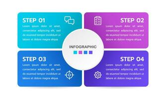 infographic fiets met 4 stappen of opties. werkwijze, strategie, planning, en rapport. vector illustratie.