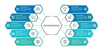 10 opties naar succes. infographic organisatie ontwerp sjabloon. vector illustratie.