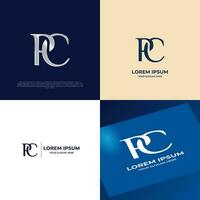 pc eerste belettering modern luxe logo sjabloon voor bedrijf vector