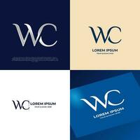 wc eerste belettering modern luxe logo sjabloon voor bedrijf vector