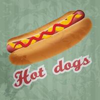 retro hotdog achtergrond. vector illustratie