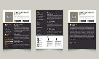 hervat lay-out ontwerp met zwart en goud accent vector