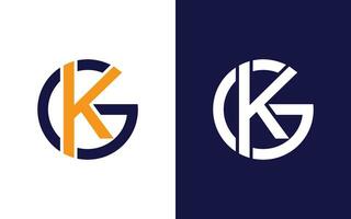 gk of kg brief logo ontwerp vector