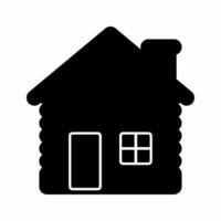 houten huis silhouet vector. log huis silhouet kan worden gebruikt net zo icoon, symbool of teken. log huis icoon vector voor ontwerp van jager, cabine, hut of Woud