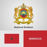 Marokko nationaal embleem, kaart en vlag vector
