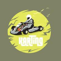 karts racing insigne illustratie Aan geel cirkel. eps formaat vector