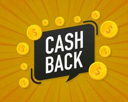 cashback concept logo. contant geld terug blauw banier Aan wit achtergrond vector