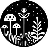 tuin - zwart en wit geïsoleerd icoon - vector illustratie