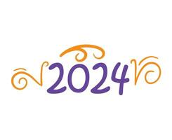 2024 nieuw jaar vakantie abstract oranje en Purper grafisch ontwerp vector logo symbool illustratie