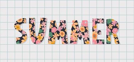 zomer verkoop banner met bloemen brief vector