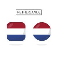 vlag van Nederland 2 vormen icoon 3d tekenfilm stijl. vector