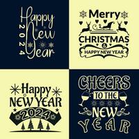 gelukkig nieuw jaar en vrolijk Kerstmis typografie t overhemd ontwerp vol. 006 vector
