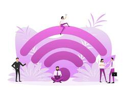 Wifi router apparaat. draadloze internet concept. router en signaal. vector