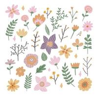 bloemen frame collectie. set schattige retro bloemen vector