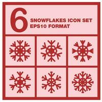 reeks van sneeuwvlokken Aan een rood achtergrond. vector illustratie. 6 collecties reeks van sneeuwvlokken icoon of symbool. bewerkbare icoon in eps10 formaat