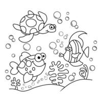 hand- getrokken vis tekenfilm kleur boek illustratie vector