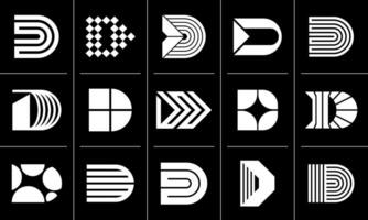 lijn technologie brief d logo icoon ontwerp reeks vector