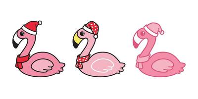 roze flamingo vector Kerstmis de kerstman claus hoed tekenfilm schattig flamingo's verzameling karakter dier exotisch natuur wild fauna illustratie ontwerp