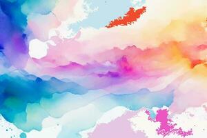 modern hand- geschilderd waterverf lucht en wolken vector achtergrond of elegant kaart ontwerp met abstract blauw inkt golven en wolk spatten Aan wit kleur