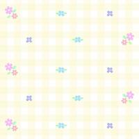 schattig kleurrijk bloemen pastel plaid achtergrond katoenen stof patroon achtergrond vector tekenfilm illustratie tafelkleed picknick mat omhulsel papier mat kleding textiel sjaal