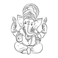 ganesha lijn kunst karakter tekenfilm illustratie vector