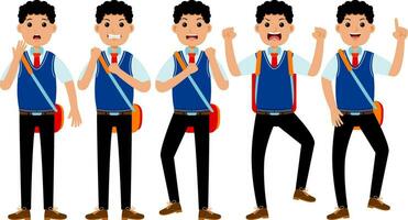 jongen leerling vervelend uniform vector