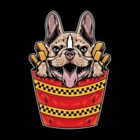 vectorillustratie van Franse bulldog grappige fastfood cartoon stijl vector