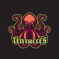 tentakels inktvis mascotte logo voor sport- of embleem vector