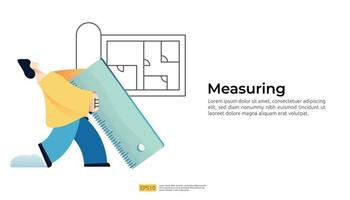 bouwplanning voor huisprojectconcept met mensenkarakter vector