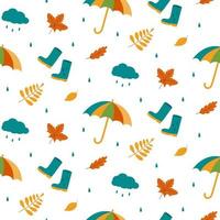 naadloze patroon regen. paraplu, laarzen vector