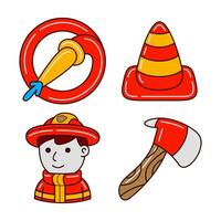brandweerman voorwerpen vector illustraties reeks