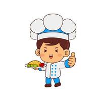 schattig chef jongen tekenfilm karakter vector illustratie