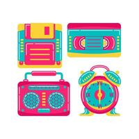 90s technologie voorwerpen vector illustraties reeks