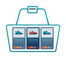 illustratie van kiezen sportschoenen in lijn mand of uitchecken van sneaker bestellen. ontwerp kan worden gebruikt voor landen bladzijde, website, brochure, folder vector
