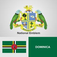 Dominica National Emblem, kaart en vlag vector