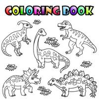 kleur boek met tekenfilm dinosaurussen vector