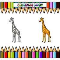 tekenfilm giraffe voor kleur boek vector